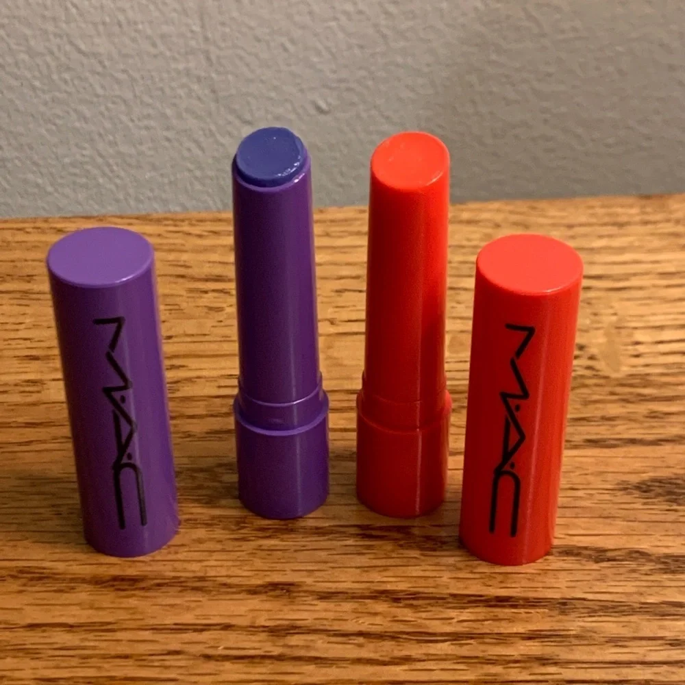 (2) M.A.C Squirt Plumping Gloss Stick VIOLET BETA HEAT SENSOR *USED* Set Purple